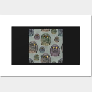 Cute owls watercolor print. Fanny kids illustration Posters and Art